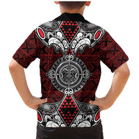 Red Aotearoa Tanilo Motif Family Matching Mermaid Dress and Hawaiian Shirt Vintage Maori New Zealand Tribal Art Pattern LT9 - Polynesian Pride