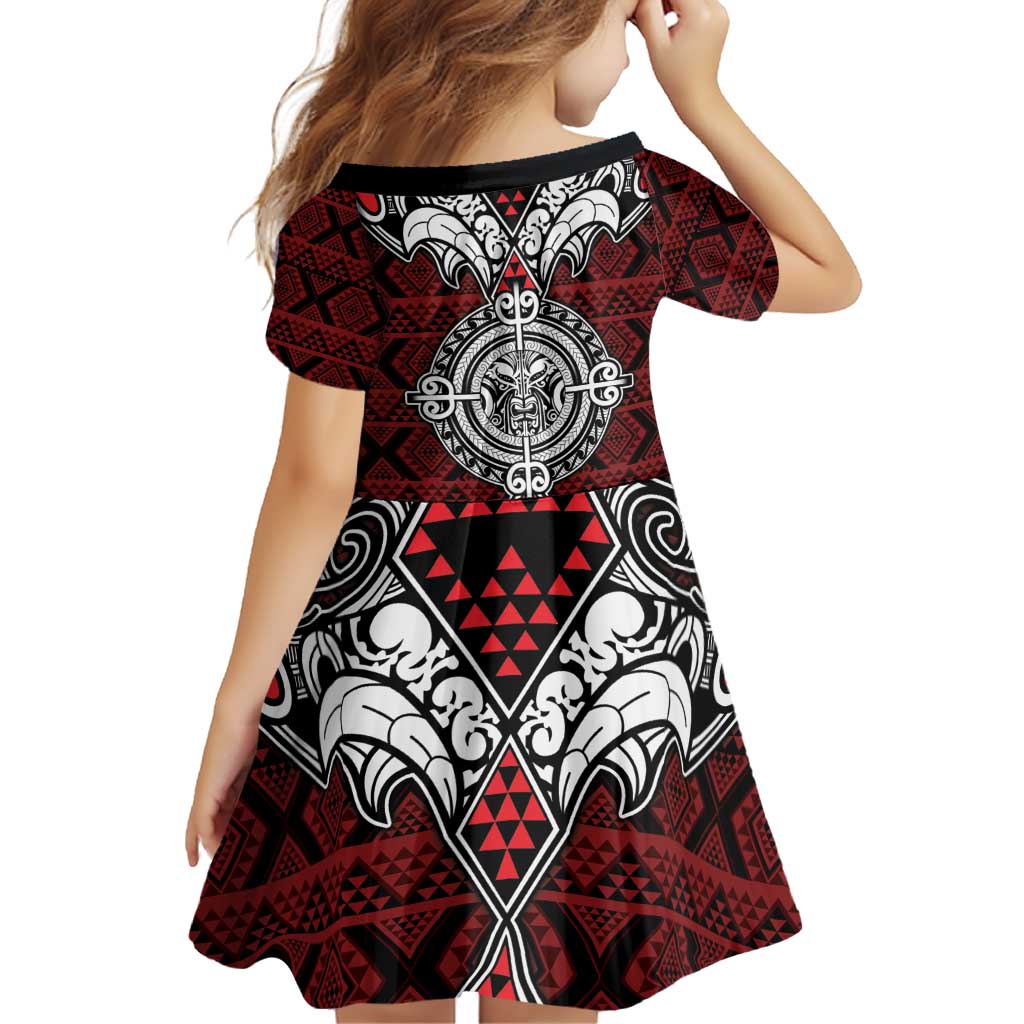 Red Aotearoa Tanilo Motif Family Matching Puletasi and Hawaiian Shirt Vintage Maori New Zealand Tribal Art Pattern LT9 - Polynesian Pride