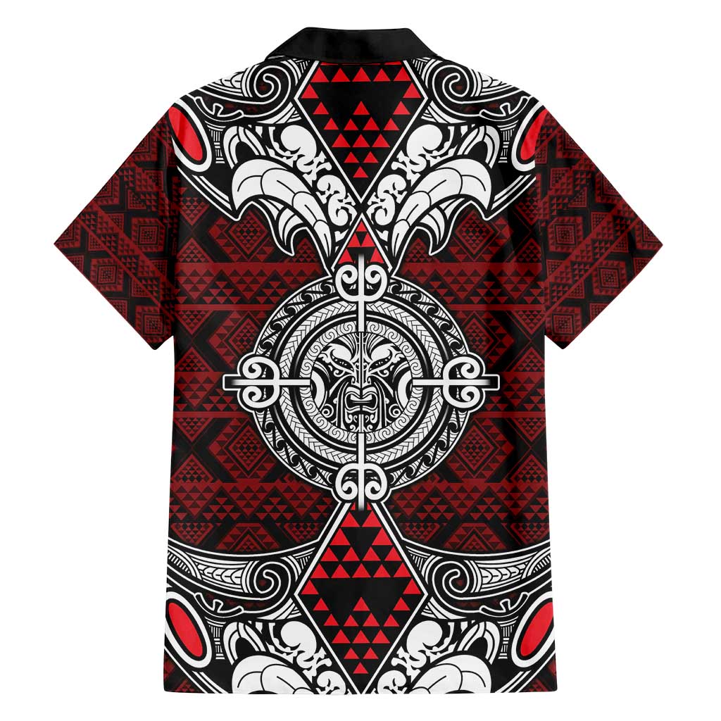 Red Aotearoa Tanilo Motif Family Matching Puletasi and Hawaiian Shirt Vintage Maori New Zealand Tribal Art Pattern LT9 - Polynesian Pride