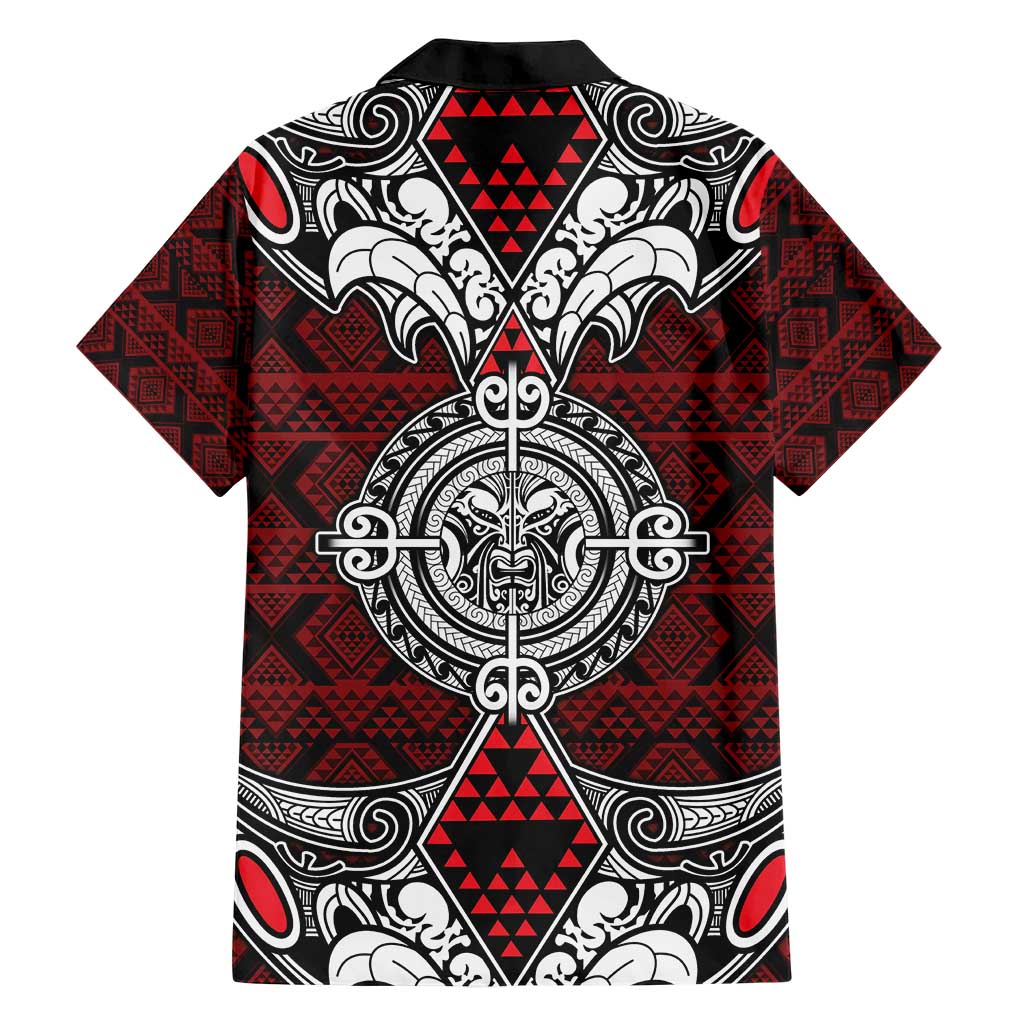 Red Aotearoa Tanilo Motif Family Matching Short Sleeve Bodycon Dress and Hawaiian Shirt Vintage Maori New Zealand Tribal Art Pattern LT9 - Polynesian Pride