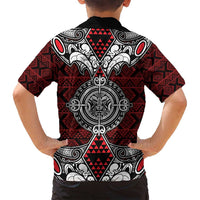 Red Aotearoa Tanilo Motif Family Matching Summer Maxi Dress and Hawaiian Shirt Vintage Maori New Zealand Tribal Art Pattern LT9 - Polynesian Pride