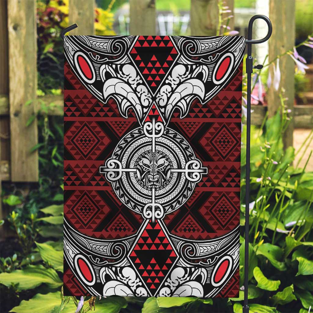 Red Aotearoa Taniko Motif Garden Flag Vintage Maori New Zealand Tribal Art Pattern LT9 Garden Flag Red - Polynesian Pride