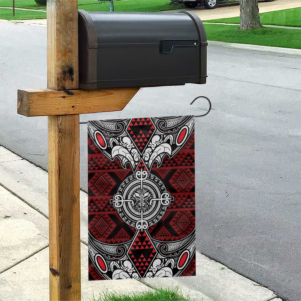 Red Aotearoa Taniko Motif Garden Flag Vintage Maori New Zealand Tribal Art Pattern LT9 - Polynesian Pride
