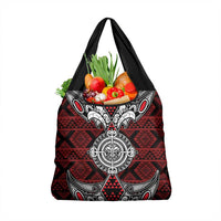 Red Aotearoa Taniko Motif Grocery Bag Vintage Maori New Zealand Tribal Art Pattern LT9 1-pack One Size Red - Polynesian Pride