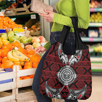 Red Aotearoa Taniko Motif Grocery Bag Vintage Maori New Zealand Tribal Art Pattern LT9 - Polynesian Pride