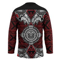 Red Aotearoa Taniko Motif Hockey Jersey Vintage Maori New Zealand Tribal Art Pattern LT9 - Polynesian Pride