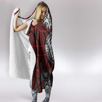 Red Aotearoa Taniko Motif Hooded Blanket Vintage Maori New Zealand Tribal Art Pattern LT9 - Polynesian Pride