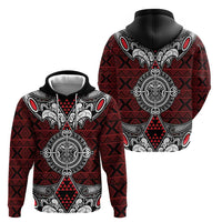 Red Aotearoa Tanilo Motif Hoodie Vintage Maori New Zealand Tribal Art Pattern LT9 - Polynesian Pride