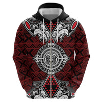 Red Aotearoa Tanilo Motif Hoodie Vintage Maori New Zealand Tribal Art Pattern LT9 - Polynesian Pride