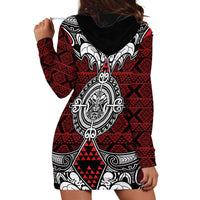 Red Aotearoa Tanilo Motif Hoodie Dress Vintage Maori New Zealand Tribal Art Pattern LT9 - Polynesian Pride