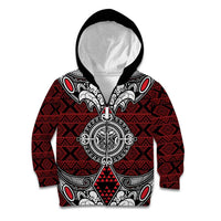 Red Aotearoa Tanilo Motif Kid Hoodie Vintage Maori New Zealand Tribal Art Pattern LT9 Zip Hoodie Red - Polynesian Pride