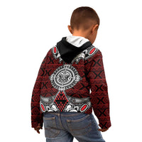 Red Aotearoa Tanilo Motif Kid Hoodie Vintage Maori New Zealand Tribal Art Pattern LT9 - Polynesian Pride