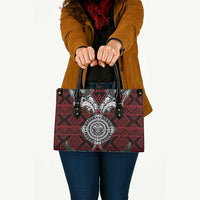 Red Aotearoa Taniko Motif Leather Bag Vintage Maori New Zealand Tribal Art Pattern LT9 - Polynesian Pride