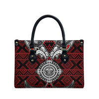 Red Aotearoa Taniko Motif Leather Bag Vintage Maori New Zealand Tribal Art Pattern LT9 - Polynesian Pride