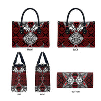 Red Aotearoa Taniko Motif Leather Bag Vintage Maori New Zealand Tribal Art Pattern LT9 - Polynesian Pride