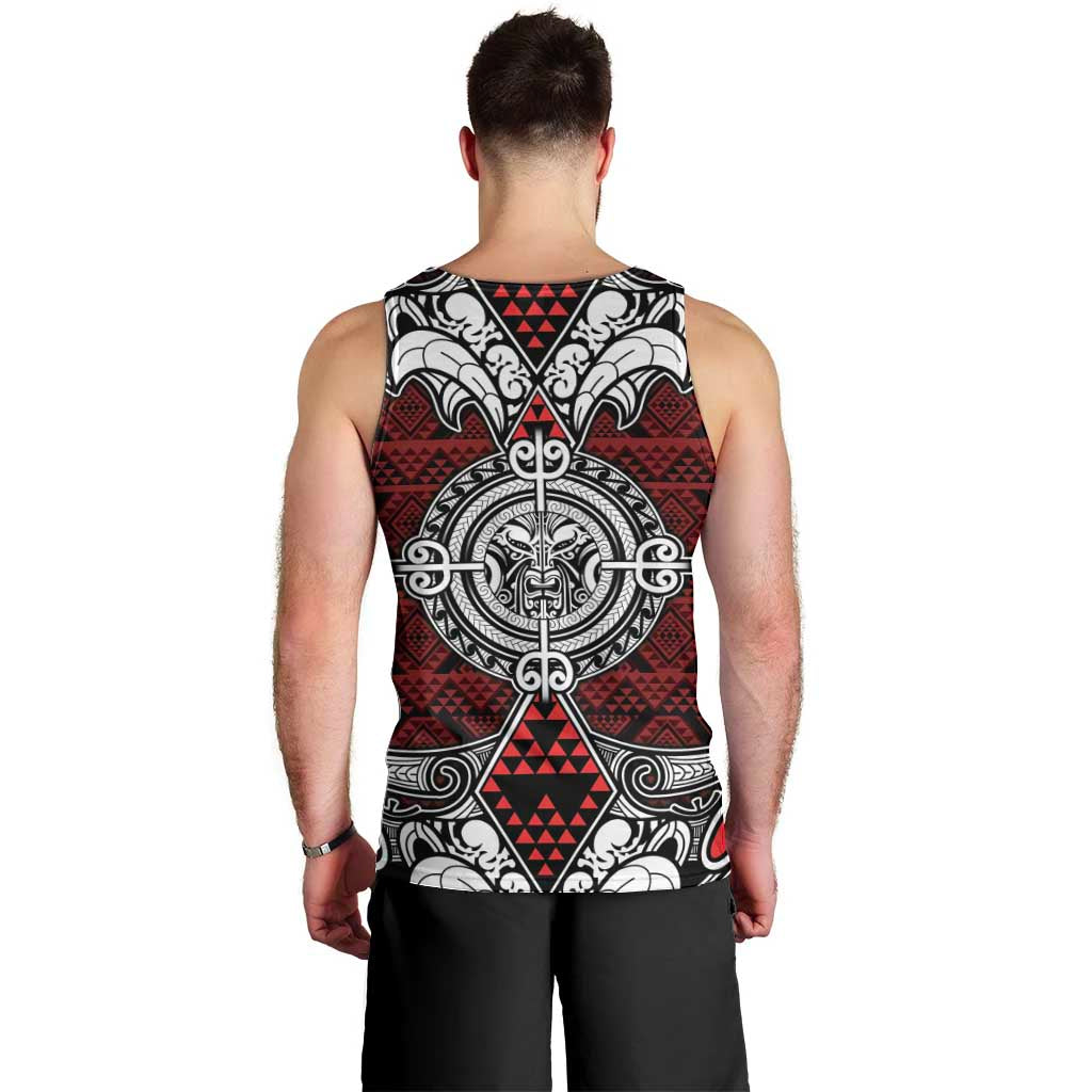 Red Aotearoa Tanilo Motif Men Tank Top Vintage Maori New Zealand Tribal Art Pattern LT9 - Polynesian Pride