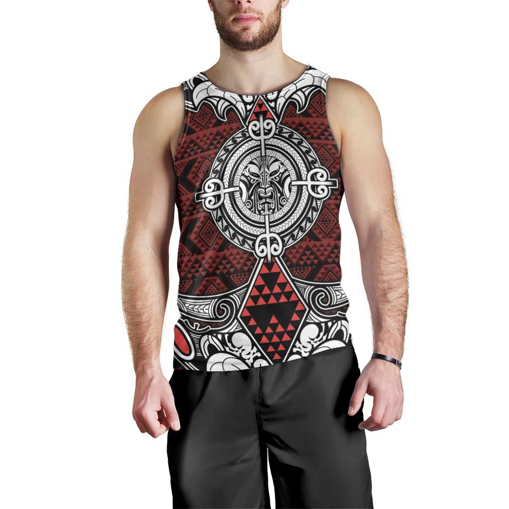 Red Aotearoa Tanilo Motif Men Tank Top Vintage Maori New Zealand Tribal Art Pattern LT9 - Polynesian Pride