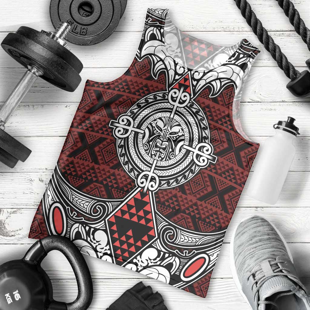 Red Aotearoa Tanilo Motif Men Tank Top Vintage Maori New Zealand Tribal Art Pattern LT9 - Polynesian Pride