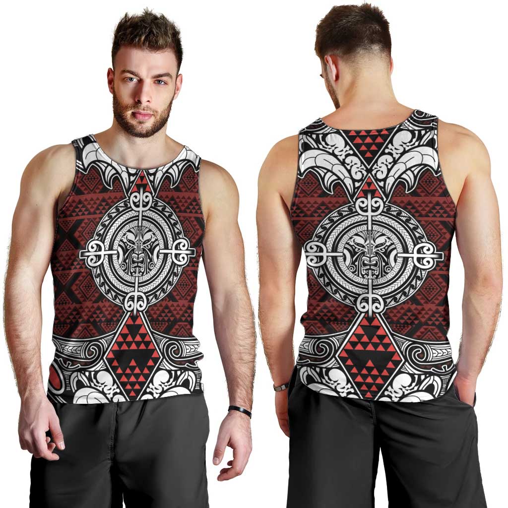 Red Aotearoa Tanilo Motif Men Tank Top Vintage Maori New Zealand Tribal Art Pattern LT9 - Polynesian Pride