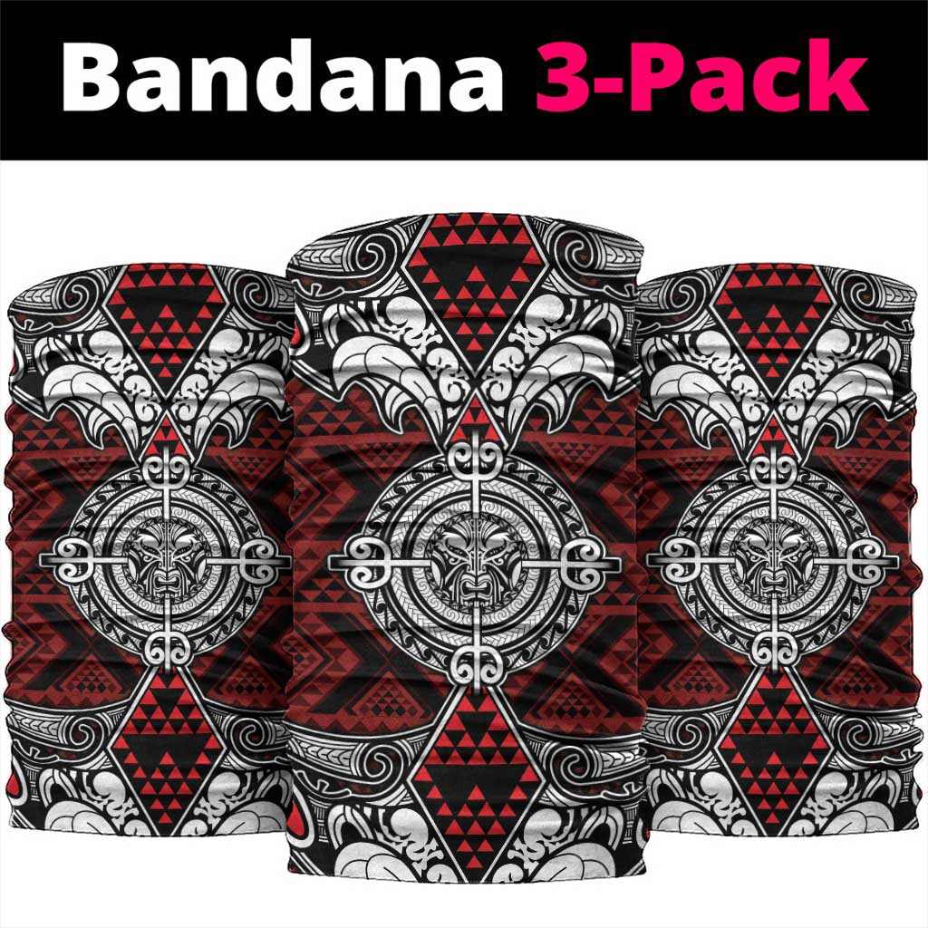 Red Aotearoa Taniko Motif Neck Gaiter Vintage Maori New Zealand Tribal Art Pattern LT9 package One Size: 25*50cm Red - Polynesian Pride