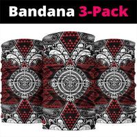Red Aotearoa Taniko Motif Neck Gaiter Vintage Maori New Zealand Tribal Art Pattern LT9 package One Size: 25*50cm Red - Polynesian Pride