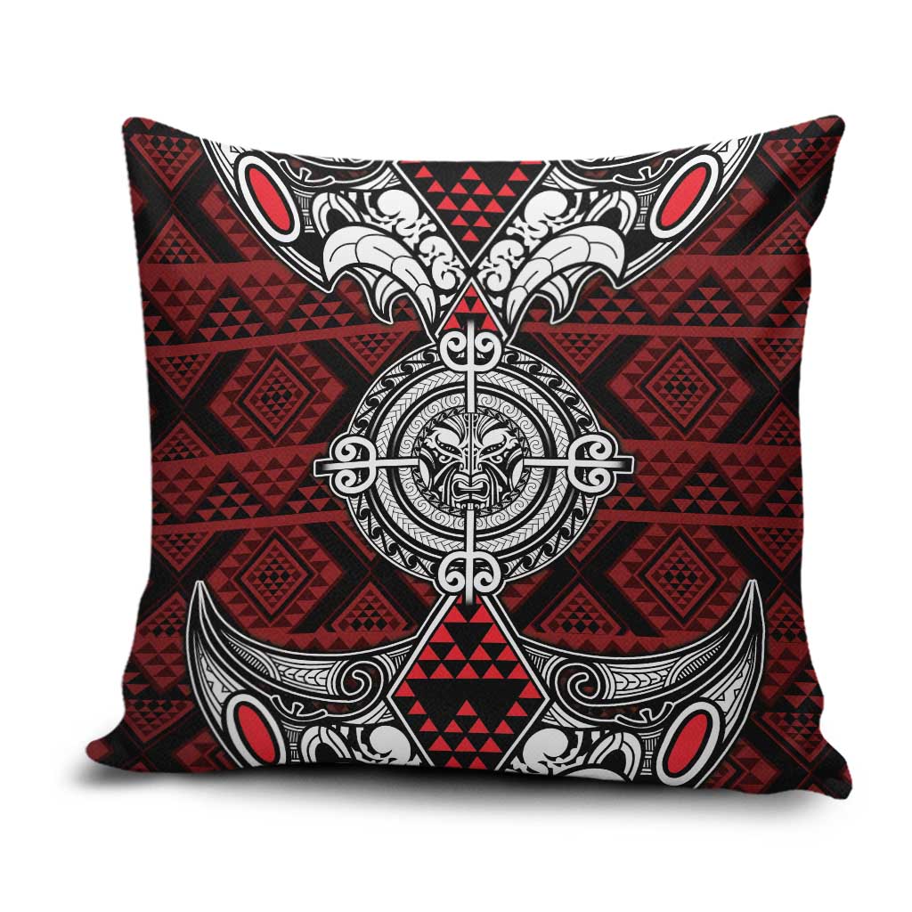 Red Aotearoa Taniko Motif Pillow Cover Vintage Maori New Zealand Tribal Art Pattern LT9 Red - Polynesian Pride
