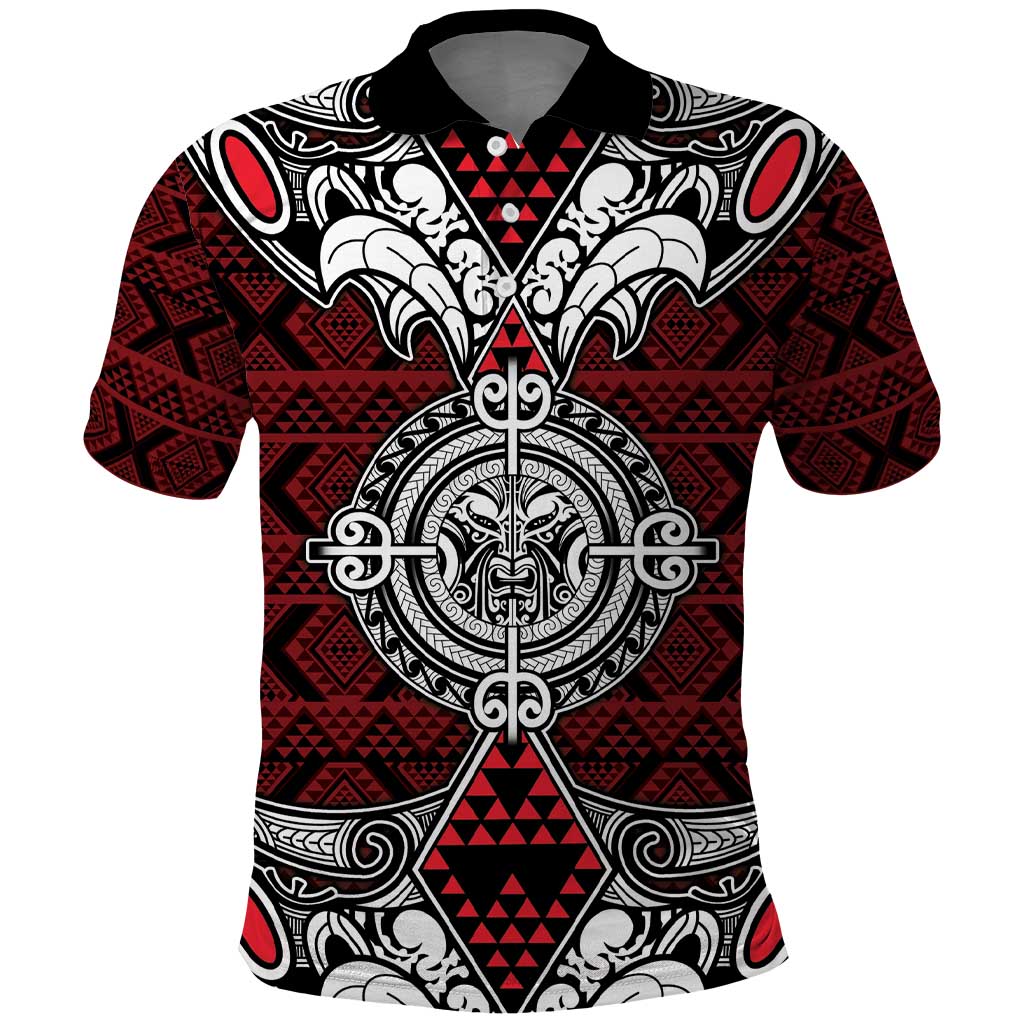 Red Aotearoa Tanilo Motif Polo Shirt Vintage Maori New Zealand Tribal Art Pattern LT9 Red - Polynesian Pride