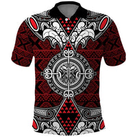 Red Aotearoa Tanilo Motif Polo Shirt Vintage Maori New Zealand Tribal Art Pattern LT9 Red - Polynesian Pride
