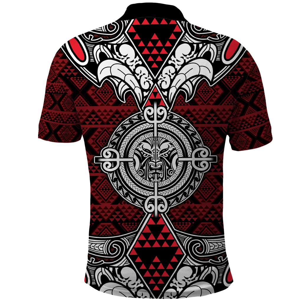 Red Aotearoa Tanilo Motif Polo Shirt Vintage Maori New Zealand Tribal Art Pattern LT9 - Polynesian Pride