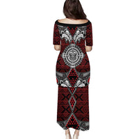 Red Aotearoa Tanilo Motif Puletasi Vintage Maori New Zealand Tribal Art Pattern LT9 - Polynesian Pride