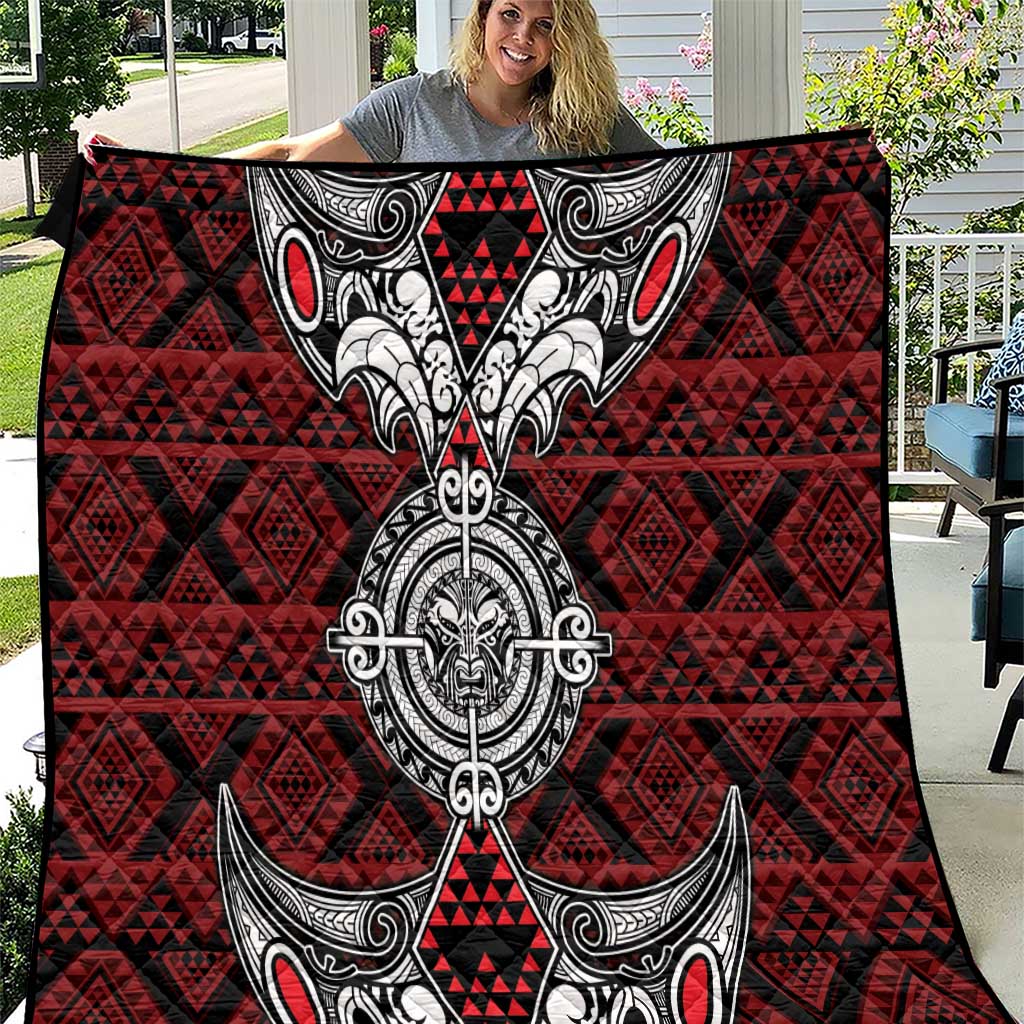 Red Aotearoa Taniko Motif Quilt Vintage Maori New Zealand Tribal Art Pattern LT9 Red - Polynesian Pride