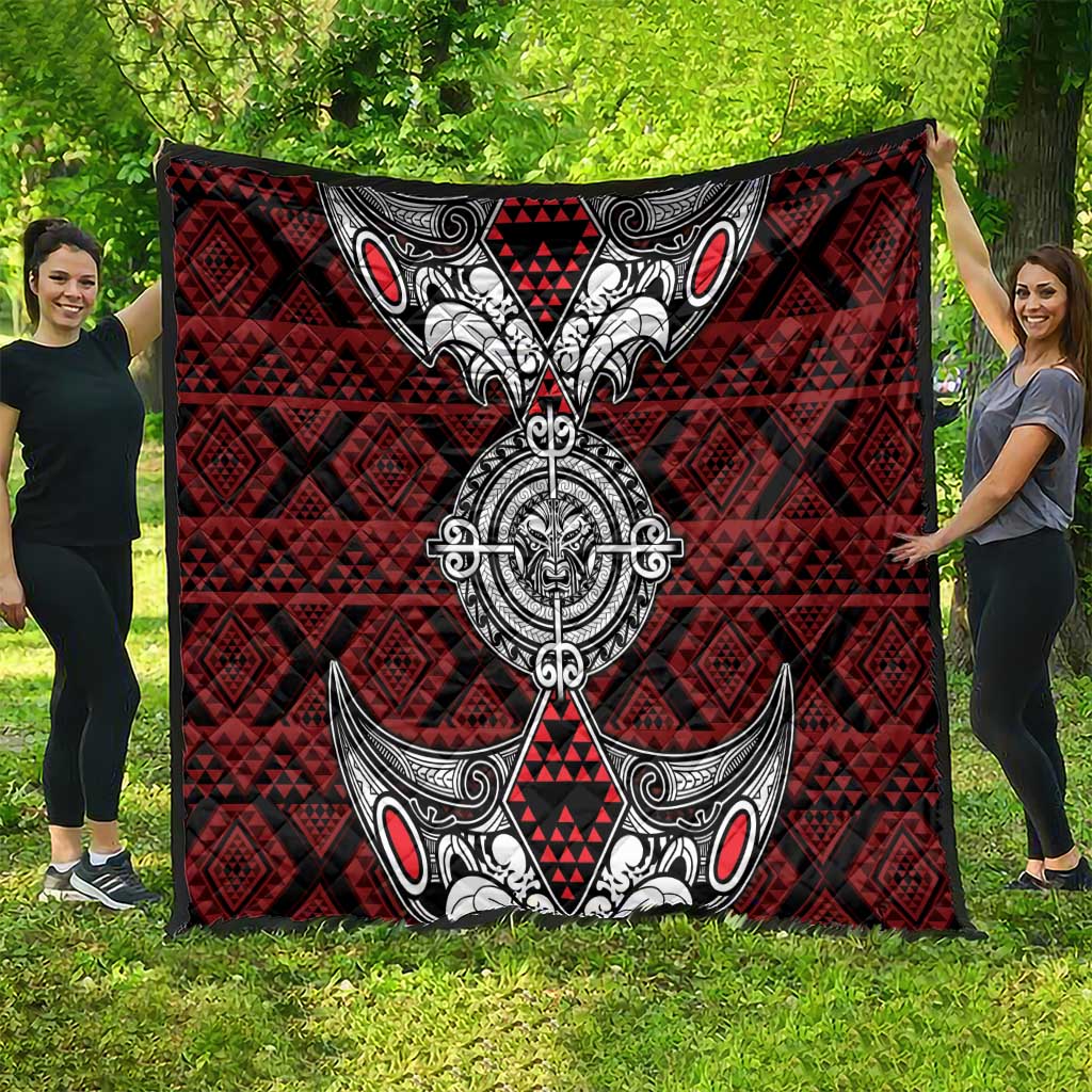 Red Aotearoa Taniko Motif Quilt Vintage Maori New Zealand Tribal Art Pattern LT9 - Polynesian Pride