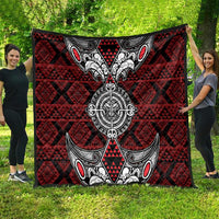 Red Aotearoa Taniko Motif Quilt Vintage Maori New Zealand Tribal Art Pattern LT9 - Polynesian Pride