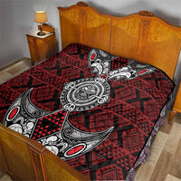 Red Aotearoa Taniko Motif Quilt Vintage Maori New Zealand Tribal Art Pattern LT9 - Polynesian Pride