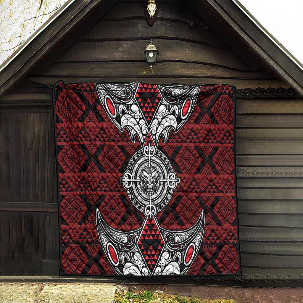 Red Aotearoa Taniko Motif Quilt Vintage Maori New Zealand Tribal Art Pattern LT9 - Polynesian Pride