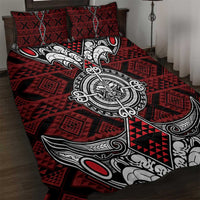 Red Aotearoa Taniko Motif Quilt Bed Set Vintage Maori New Zealand Tribal Art Pattern LT9 Red - Polynesian Pride