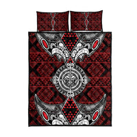 Red Aotearoa Taniko Motif Quilt Bed Set Vintage Maori New Zealand Tribal Art Pattern LT9 - Polynesian Pride