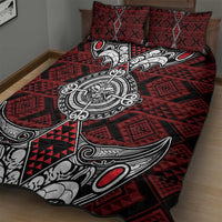Red Aotearoa Taniko Motif Quilt Bed Set Vintage Maori New Zealand Tribal Art Pattern LT9 - Polynesian Pride