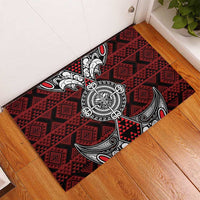 Red Aotearoa Taniko Motif Rubber Doormat Vintage Maori New Zealand Tribal Art Pattern LT9 - Polynesian Pride