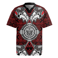 Red Aotearoa Tanilo Motif Rugby Jersey Vintage Maori New Zealand Tribal Art Pattern LT9 Red - Polynesian Pride