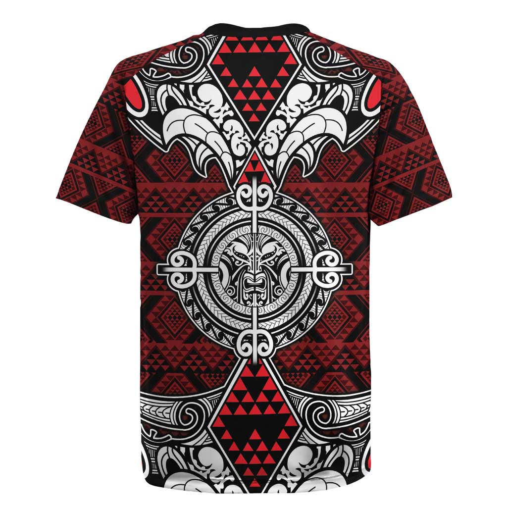 Red Aotearoa Tanilo Motif Rugby Jersey Vintage Maori New Zealand Tribal Art Pattern LT9 - Polynesian Pride