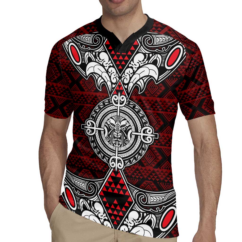 Red Aotearoa Tanilo Motif Rugby Jersey Vintage Maori New Zealand Tribal Art Pattern LT9 - Polynesian Pride