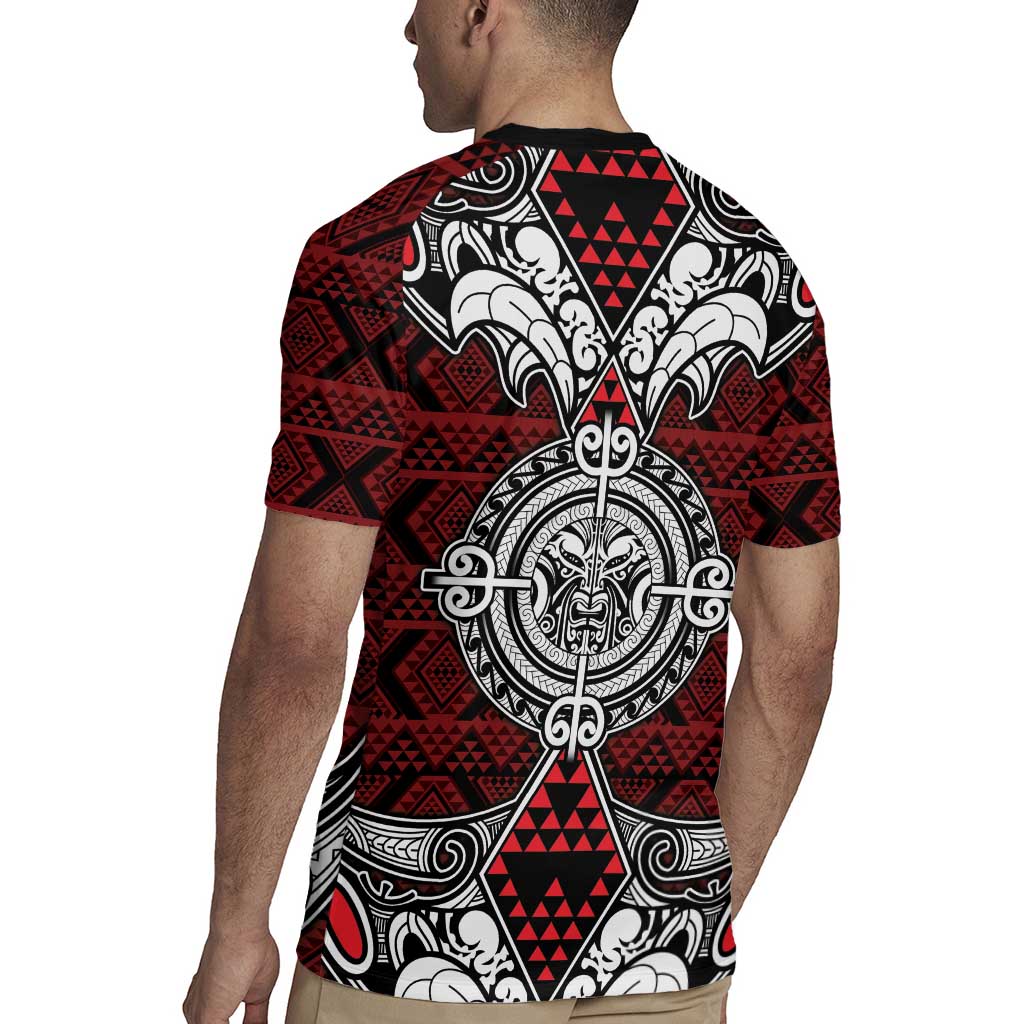 Red Aotearoa Tanilo Motif Rugby Jersey Vintage Maori New Zealand Tribal Art Pattern LT9 - Polynesian Pride