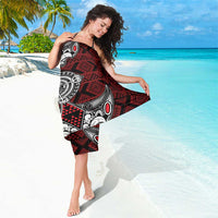 Red Aotearoa Taniko Motif Sarong Vintage Maori New Zealand Tribal Art Pattern LT9 - Polynesian Pride