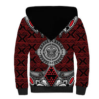 Red Aotearoa Tanilo Motif Sherpa Hoodie Vintage Maori New Zealand Tribal Art Pattern LT9 - Polynesian Pride