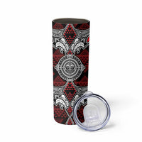 Red Aotearoa Taniko Motif Skinny Tumbler Vintage Maori New Zealand Tribal Art Pattern LT9 - Polynesian Pride