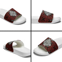 Red Aotearoa Taniko Motif Slide Sandals Vintage Maori New Zealand Tribal Art Pattern LT9 - Polynesian Pride