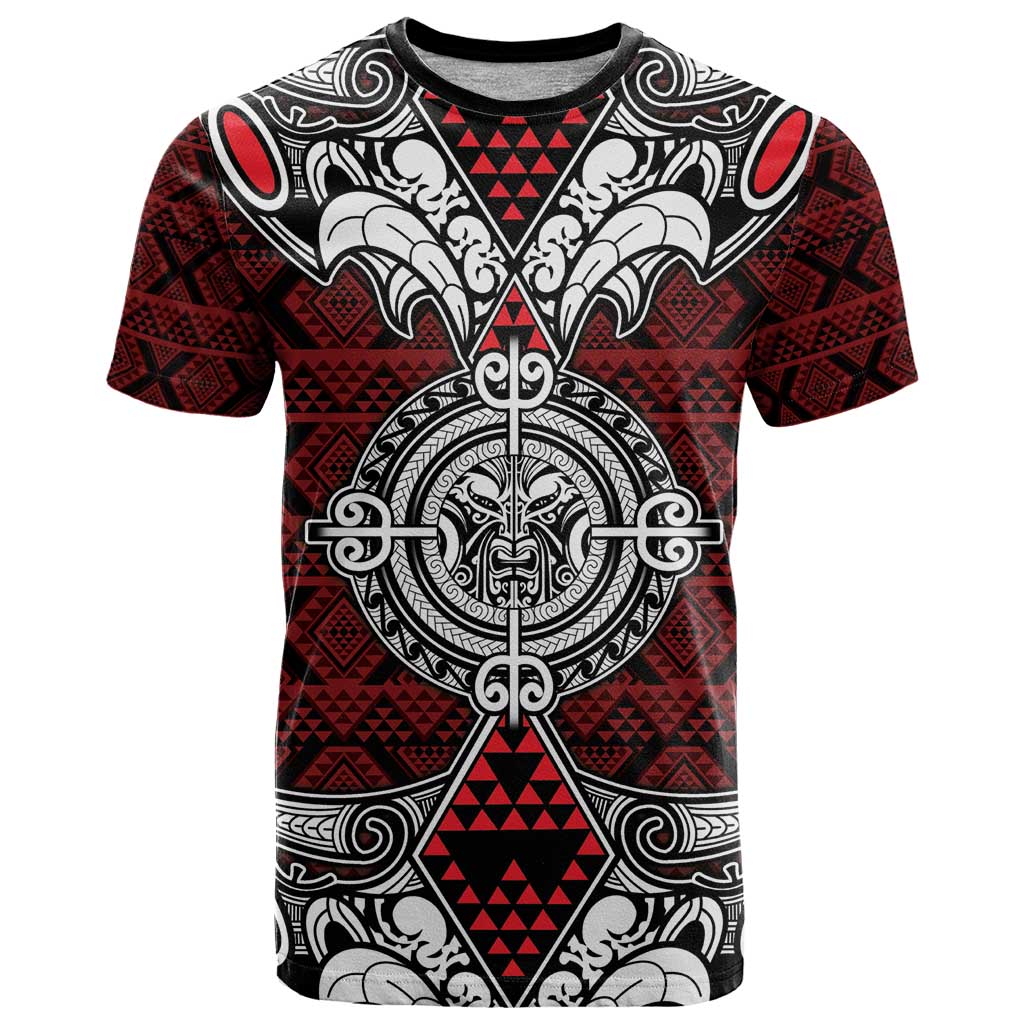 Red Aotearoa Tanilo Motif T Shirt Vintage Maori New Zealand Tribal Art Pattern LT9 Red - Polynesian Pride