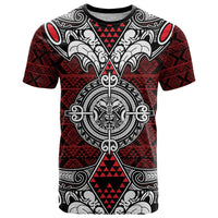 Red Aotearoa Tanilo Motif T Shirt Vintage Maori New Zealand Tribal Art Pattern LT9 Red - Polynesian Pride
