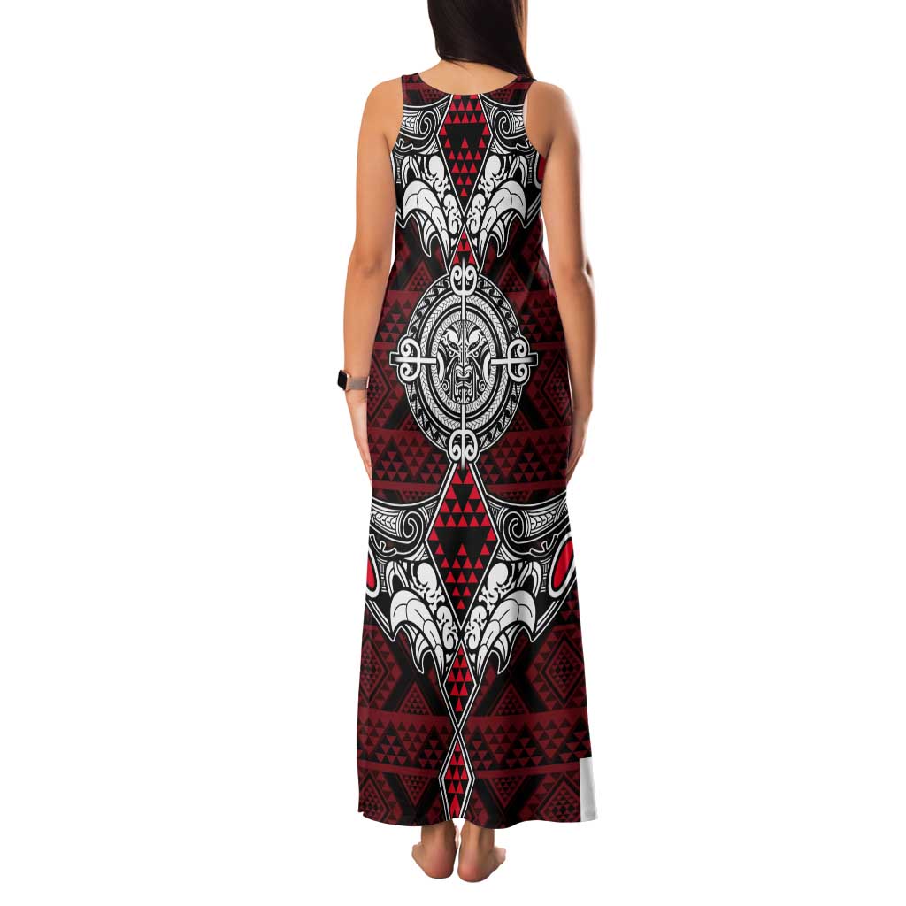 Red Aotearoa Tanilo Motif Tank Maxi Dress Vintage Maori New Zealand Tribal Art Pattern LT9 - Polynesian Pride